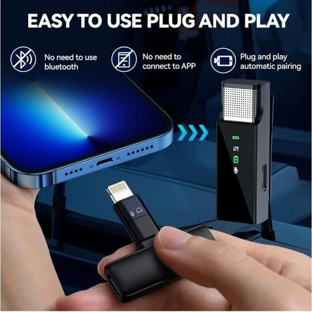 Lavalier Microphone Wireless Video Recording Noise Reduction For Android/iPhone